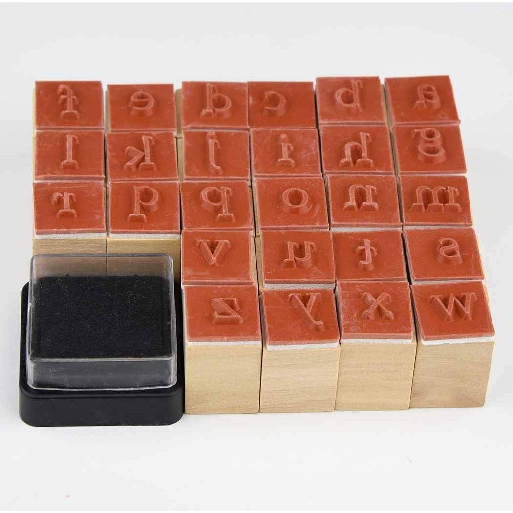 Set de Sellos de Goma de Madera Miayon 52 Piezas Alfabeto DIY