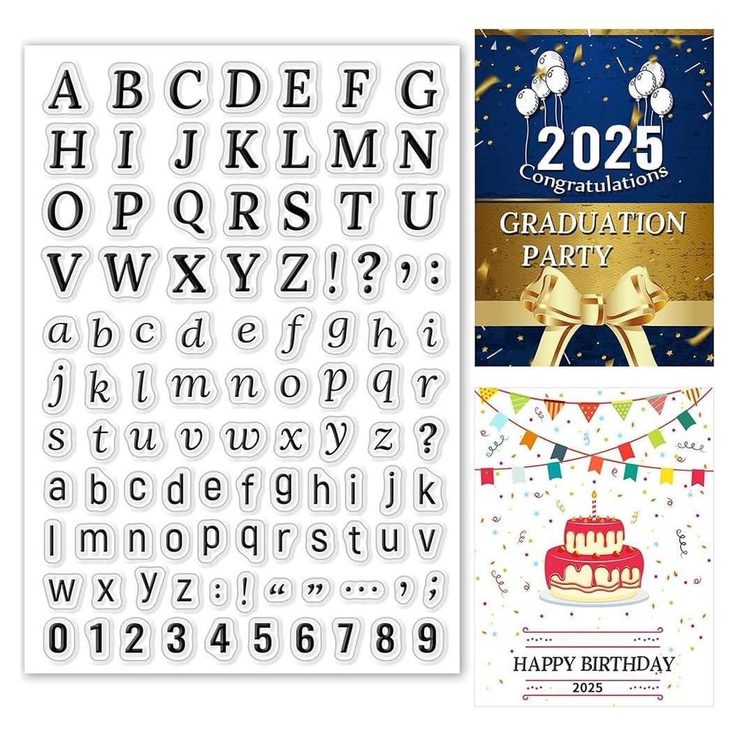 Sellos de Silicona ORIGACH Alfabetos y Números para Scrapbooking