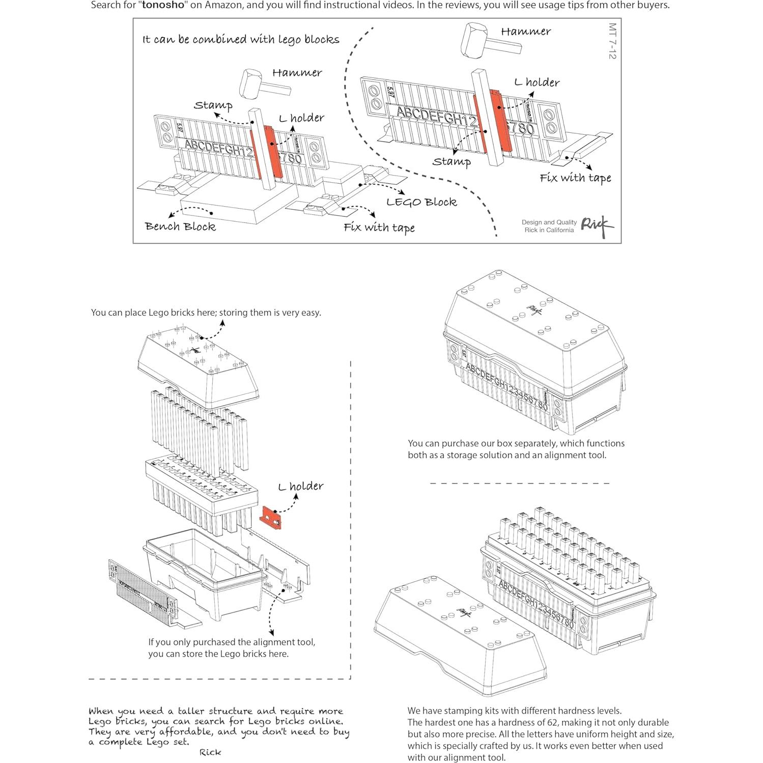 Juego de Sellos de Letras y Números Tonosho 36 Piezas 3mm