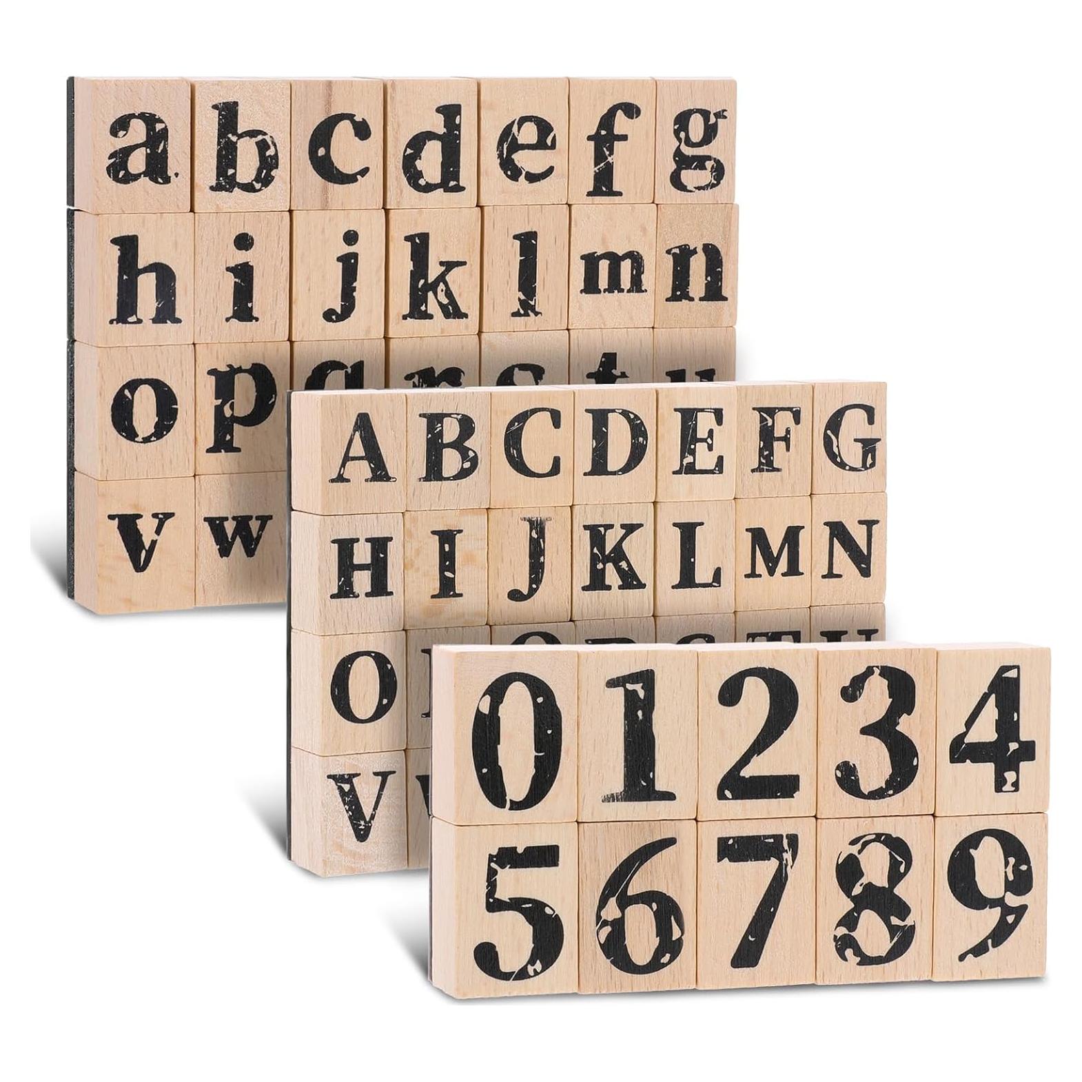 Juego de Sellos de Alfabeto de Madera Simarro, 66 Piezas