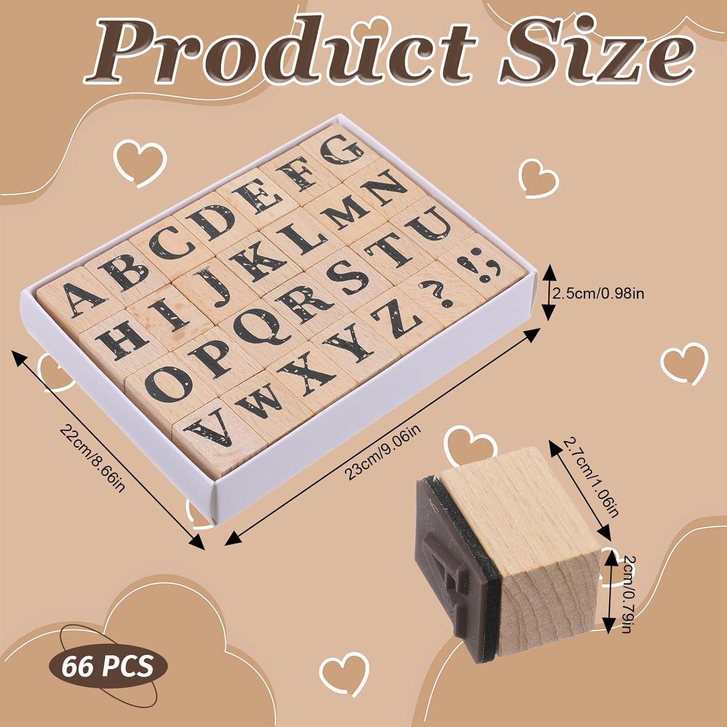 Juego de Sellos de Alfabeto de Madera Simarro, 66 Piezas