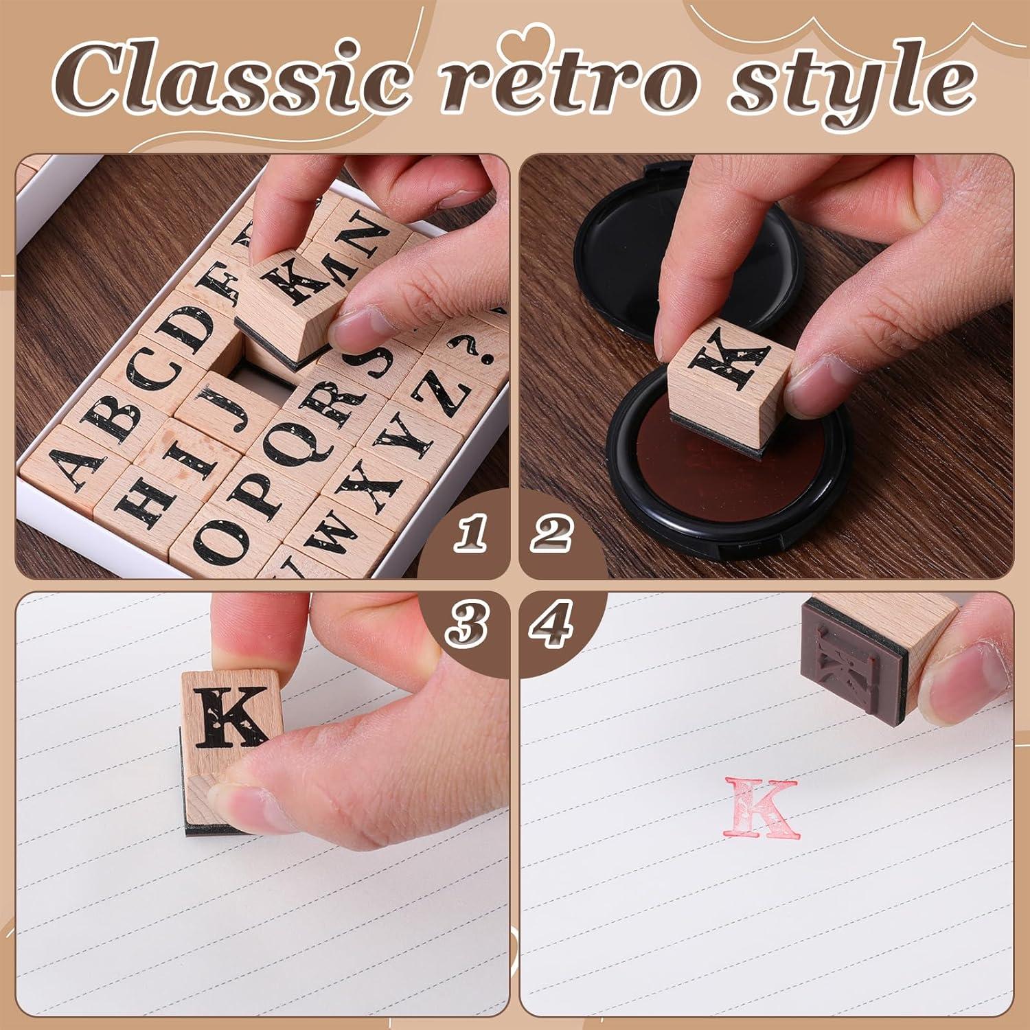 Juego de Sellos de Alfabeto de Madera Simarro, 66 Piezas