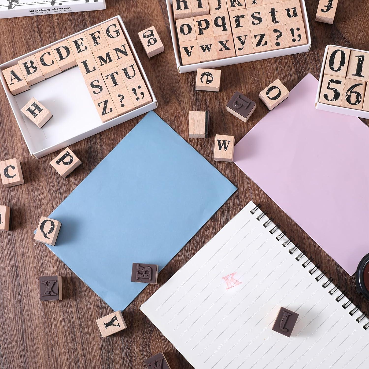 Juego de Sellos de Alfabeto de Madera Simarro, 66 Piezas
