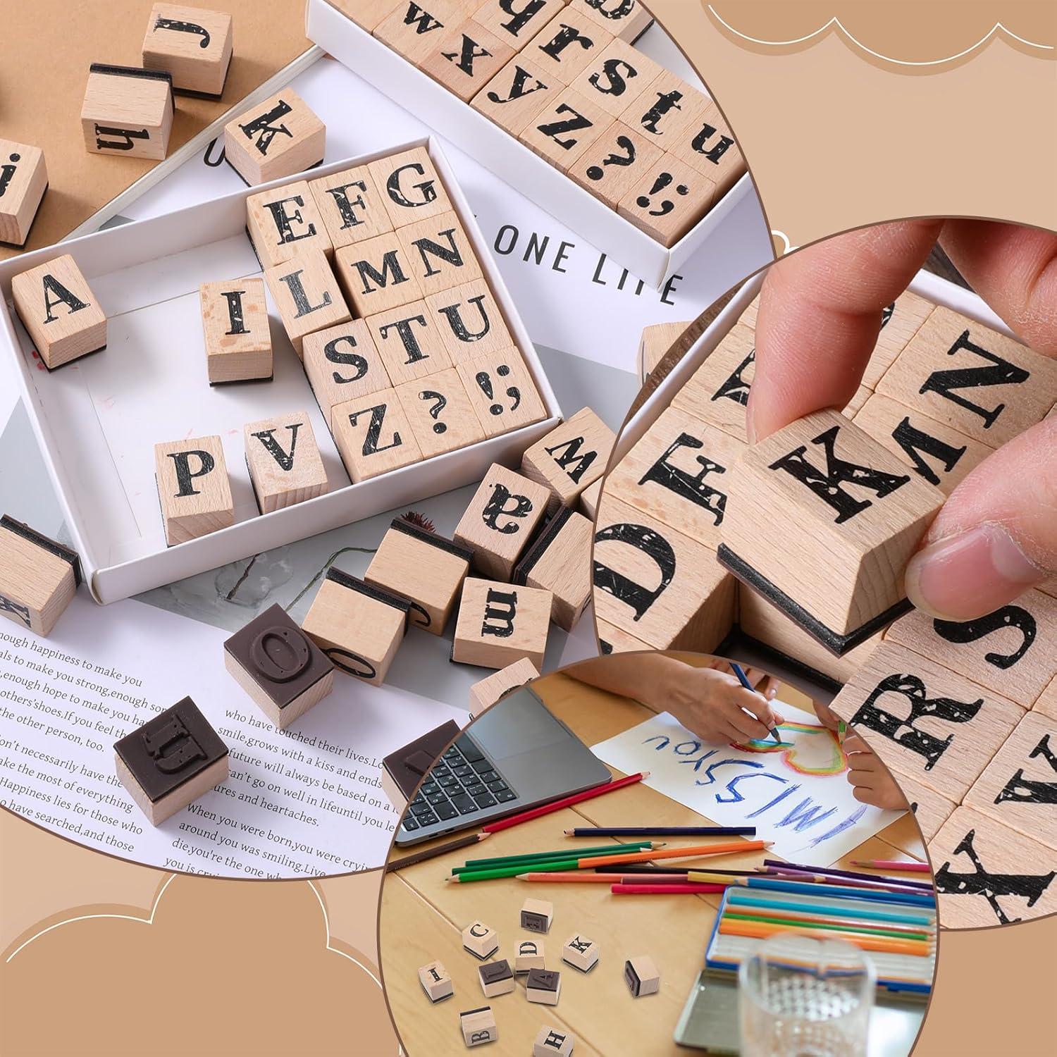 Juego de Sellos de Alfabeto de Madera Simarro, 66 Piezas