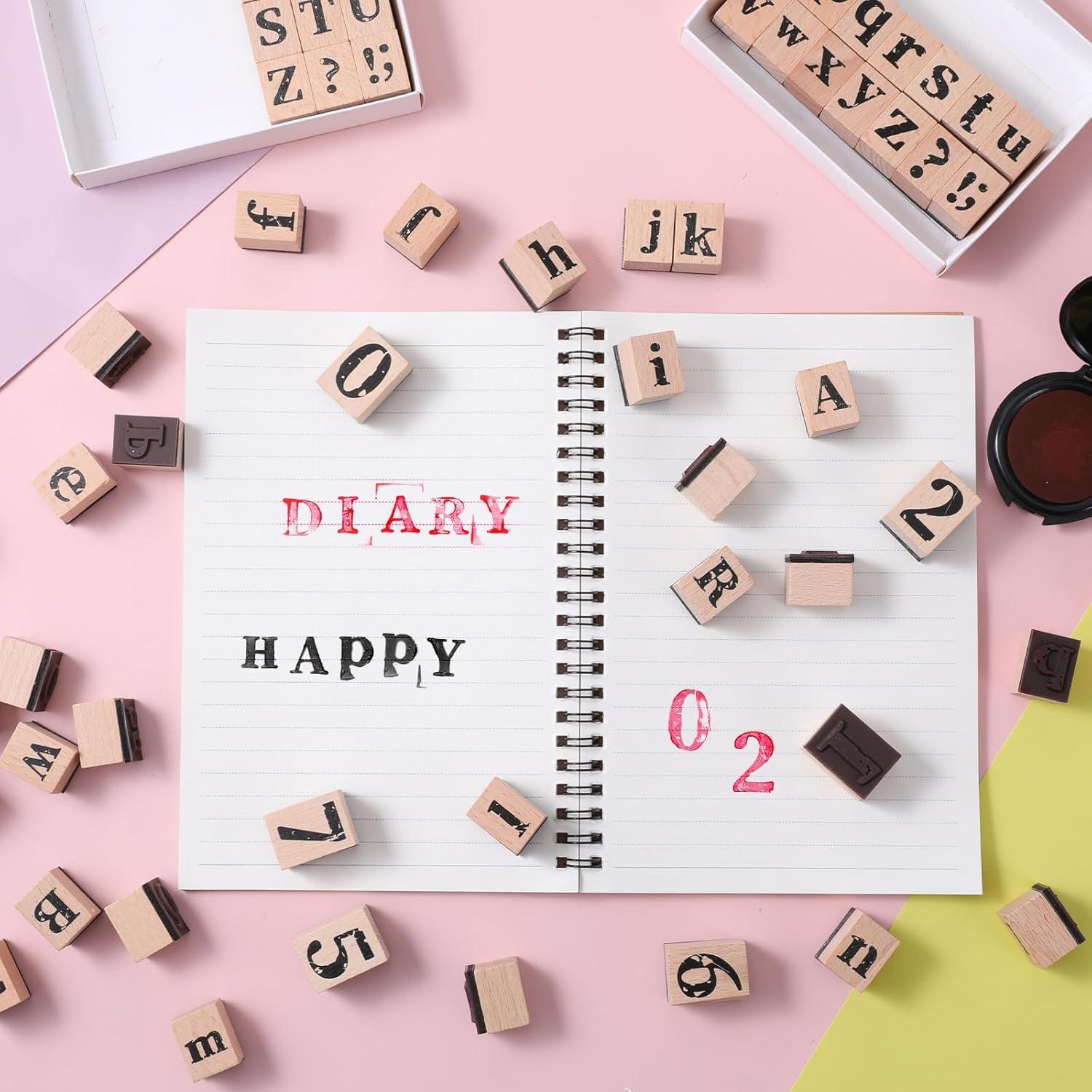 Juego de Sellos de Alfabeto de Madera Simarro, 66 Piezas