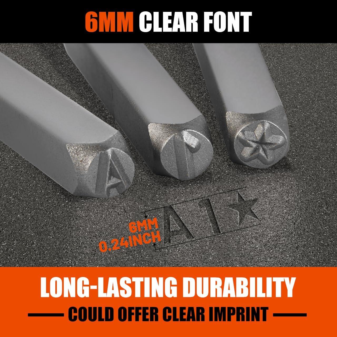 Juego de Sellos de Números y Letras 37 Piezas Acero CR-V