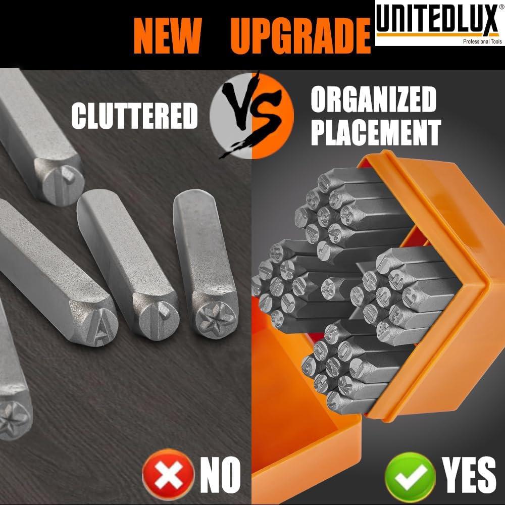 Juego de Sellos de Números y Letras 37 Piezas Acero CR-V