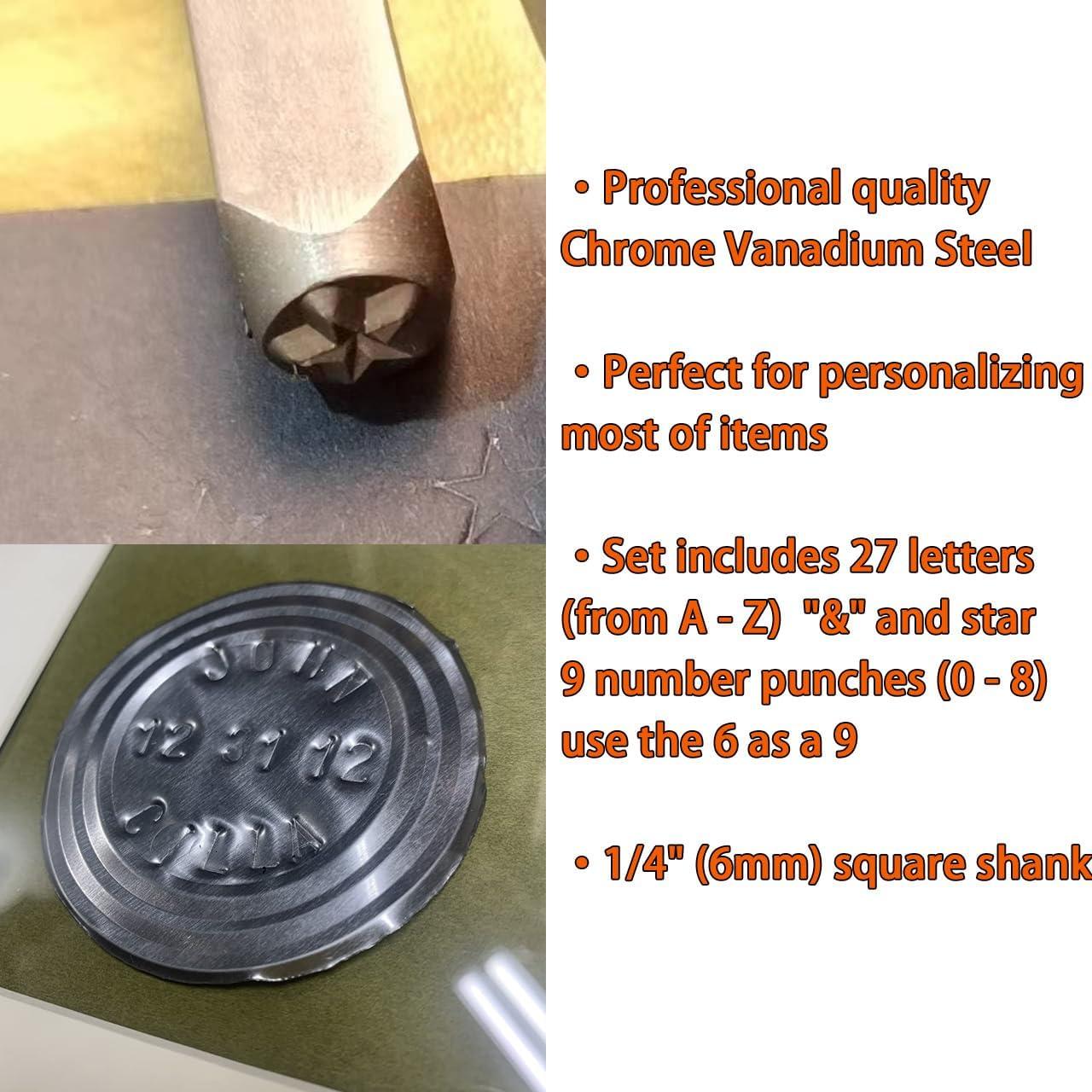 Juego de Sellos de Números y Letras 37 Piezas Acero CR-V