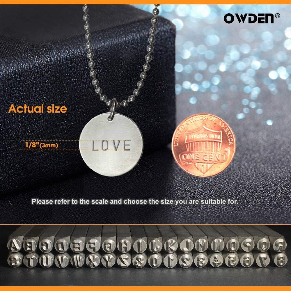 Conjunto de Estampado de Metal OWDEN 36 Piezas 3mm Letras y Números