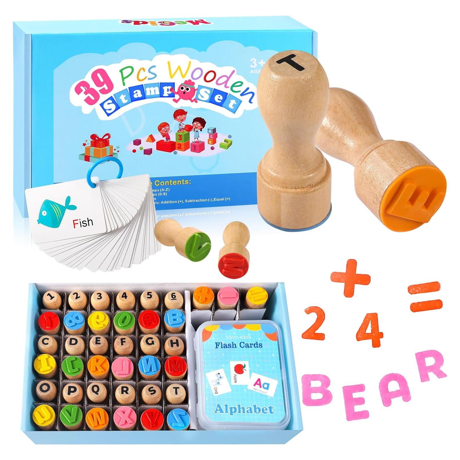 Sello Educativo de Madera MeCids - Alfabeto y Números 39 Piezas