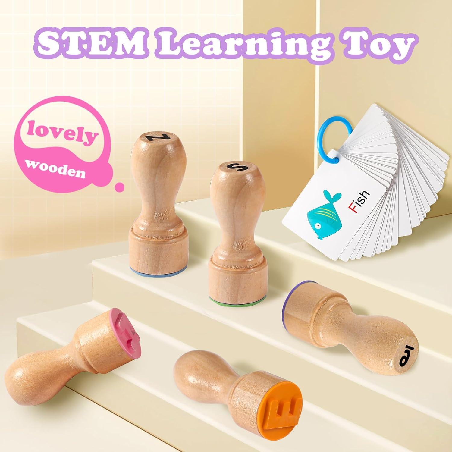 Sello Educativo de Madera MeCids - Alfabeto y Números 39 Piezas