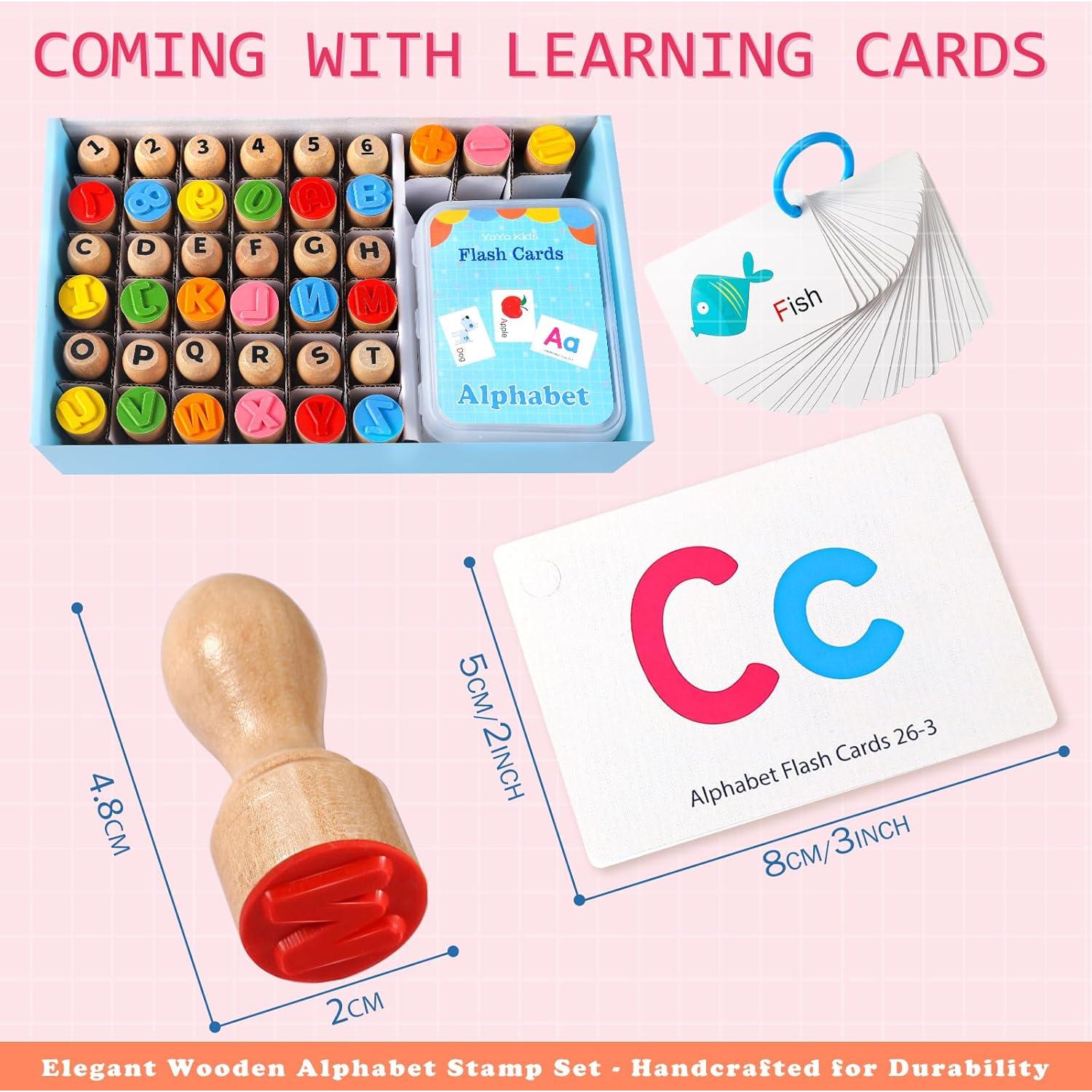 Sello Educativo de Madera MeCids - Alfabeto y Números 39 Piezas