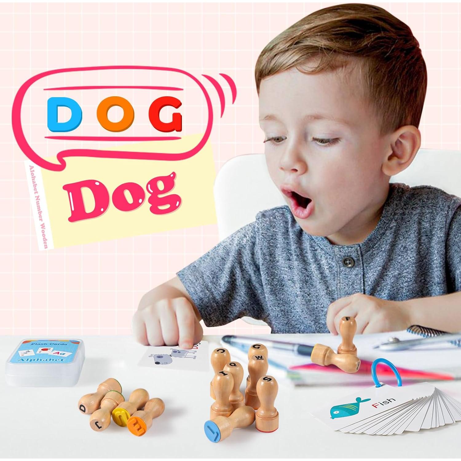 Sello Educativo de Madera MeCids - Alfabeto y Números 39 Piezas