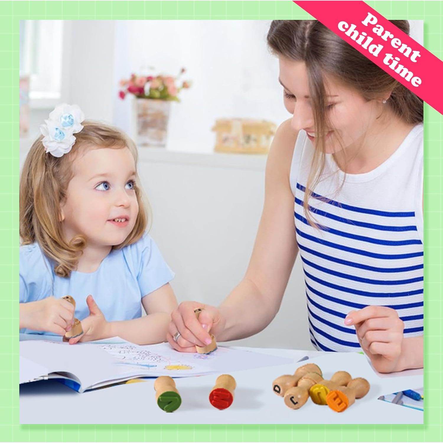 Sello Educativo de Madera MeCids - Alfabeto y Números 39 Piezas