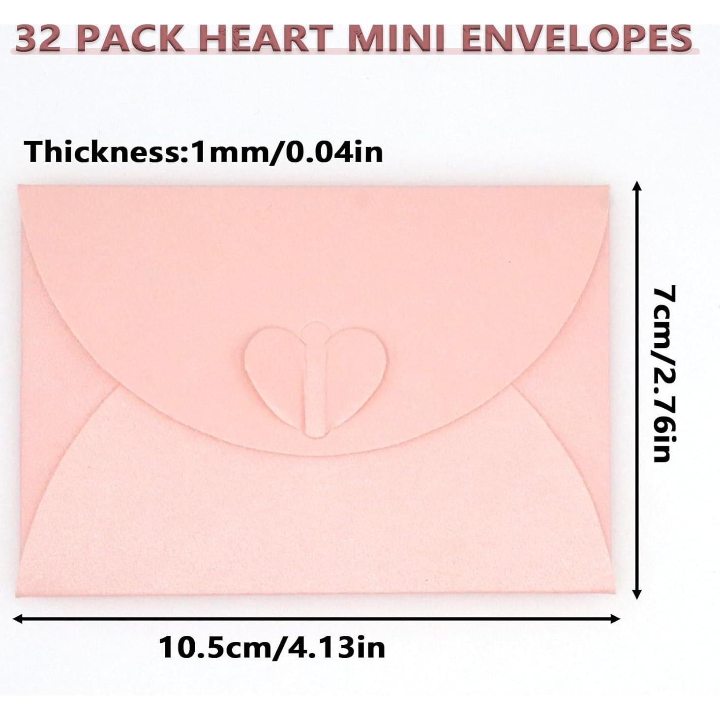 32 Mini Sobres Rosa con Cierre en Forma de Corazón Joyangy