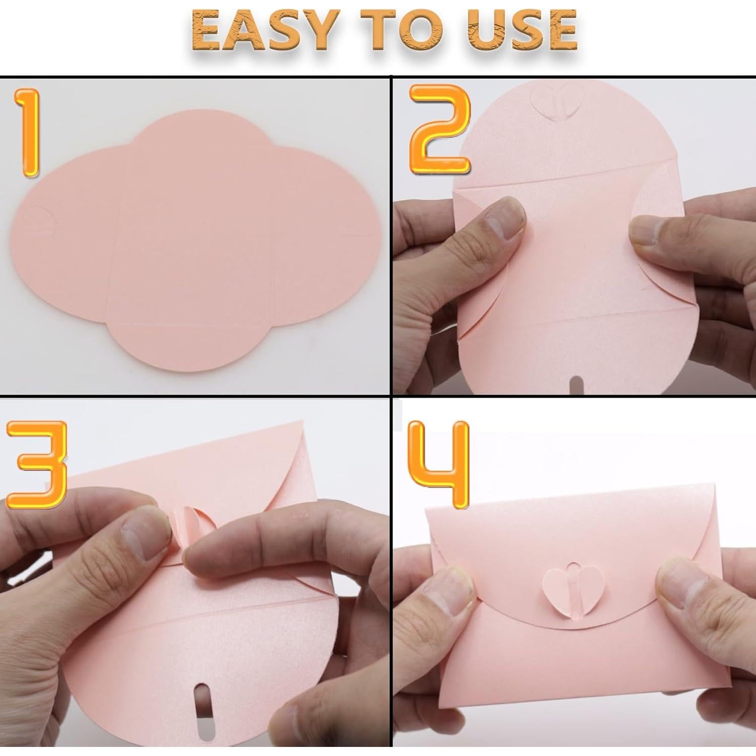 32 Mini Sobres Rosa con Cierre en Forma de Corazón Joyangy