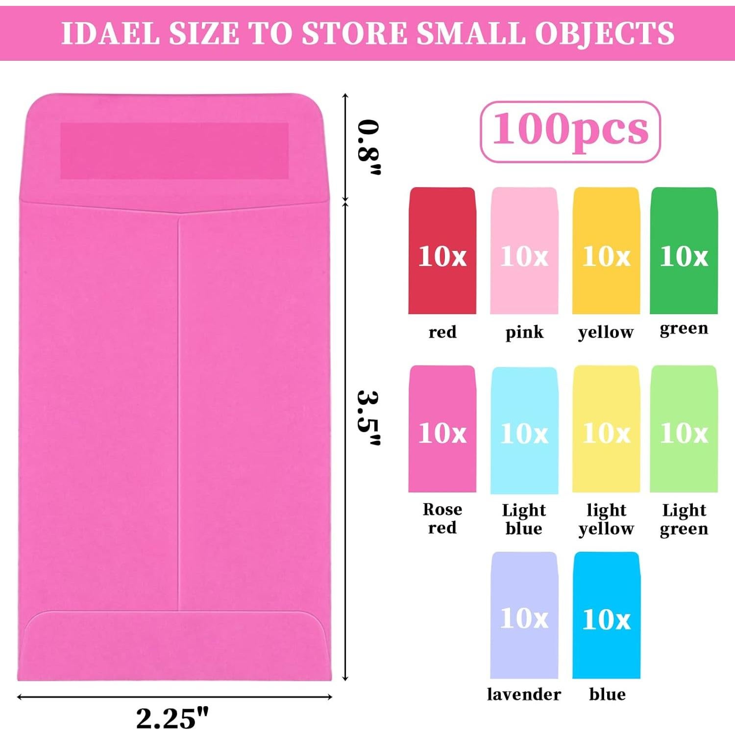 Paquete de 100 sobres multicolores Swesara 5.7 x 8.9 cm