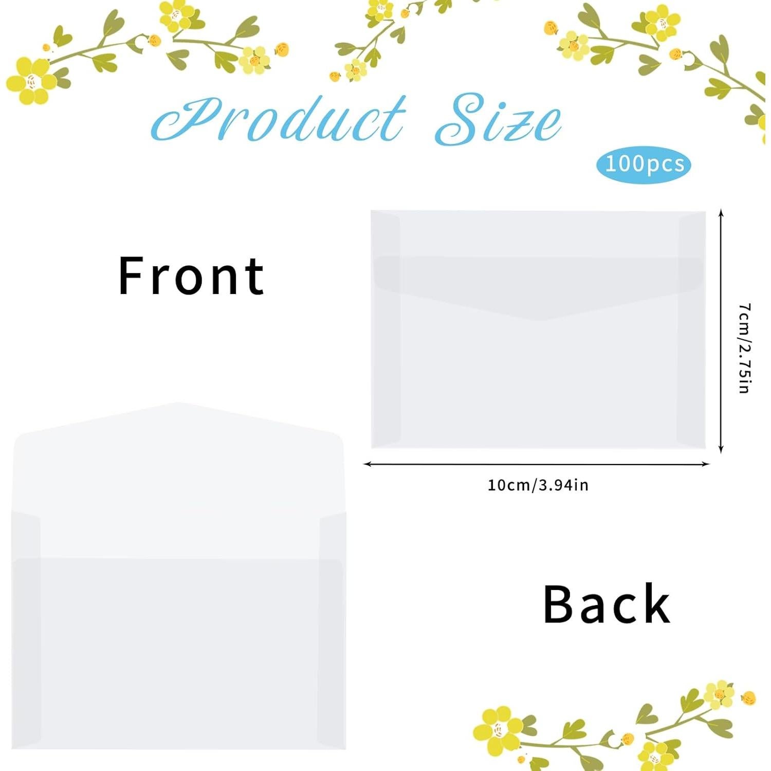 100 Sobres Transparentes Cristalina 7x10cm Abeillo para Sellos