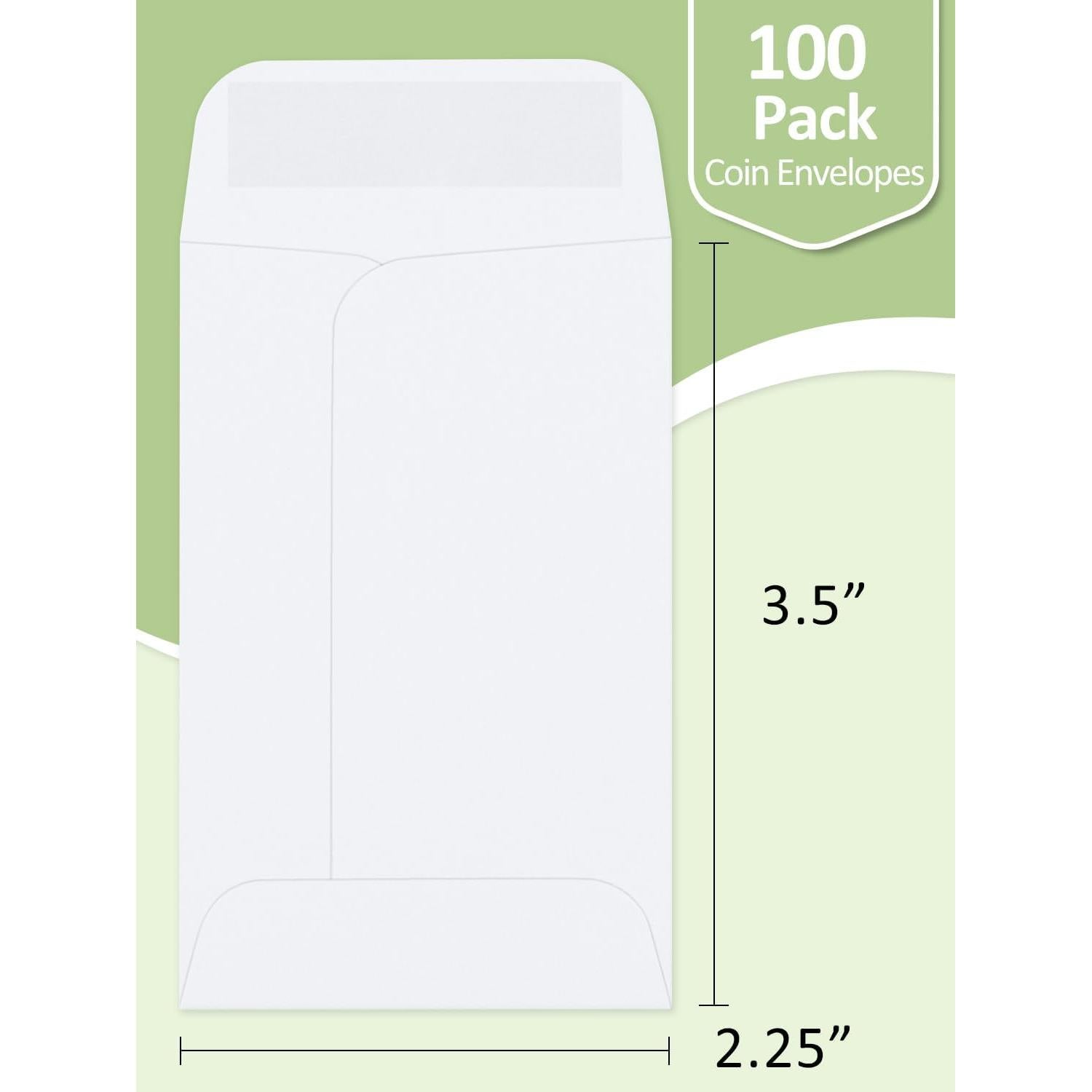 Sobres para Monedas Eupako 100 PCS 5.7x8.9 cm Gummed Kraft