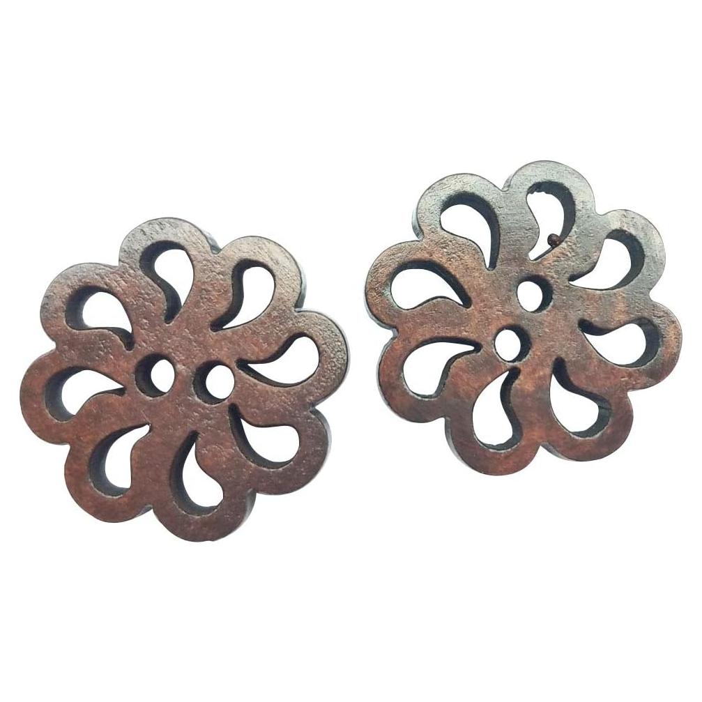 Botones de Madera Flor Chenkou Craft 20mm Marrón 50pcs