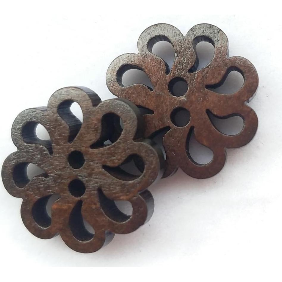 Botones de Madera Flor Chenkou Craft 20mm Marrón 50pcs
