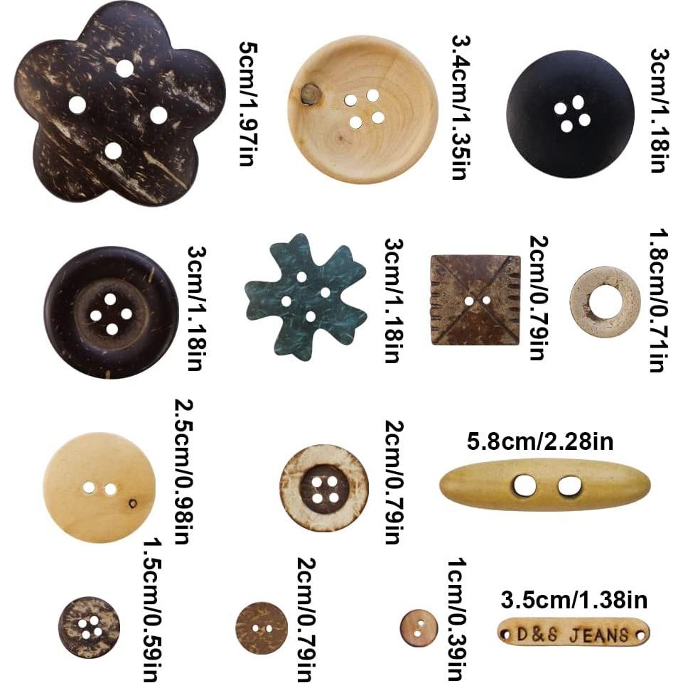 Botones de Madera TCOTBE 600 Pcs Mezcla de Colores 2.5-1.5 cm