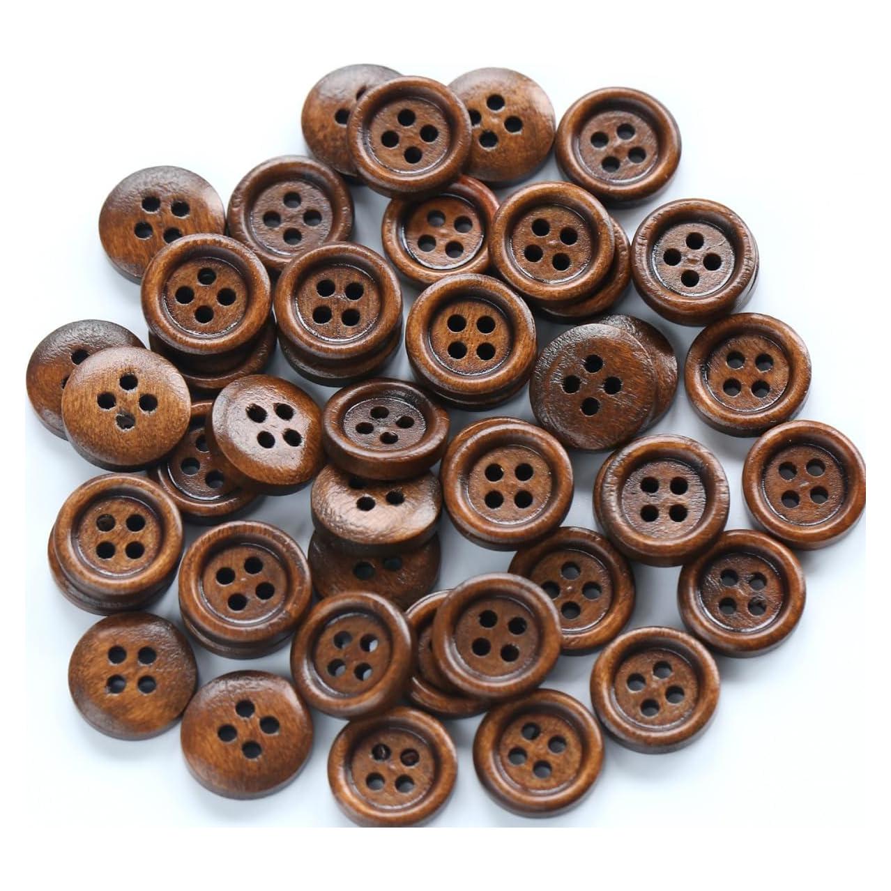 200 Botones de Madera Marrón 12.5mm GANSSIA para Manualidades