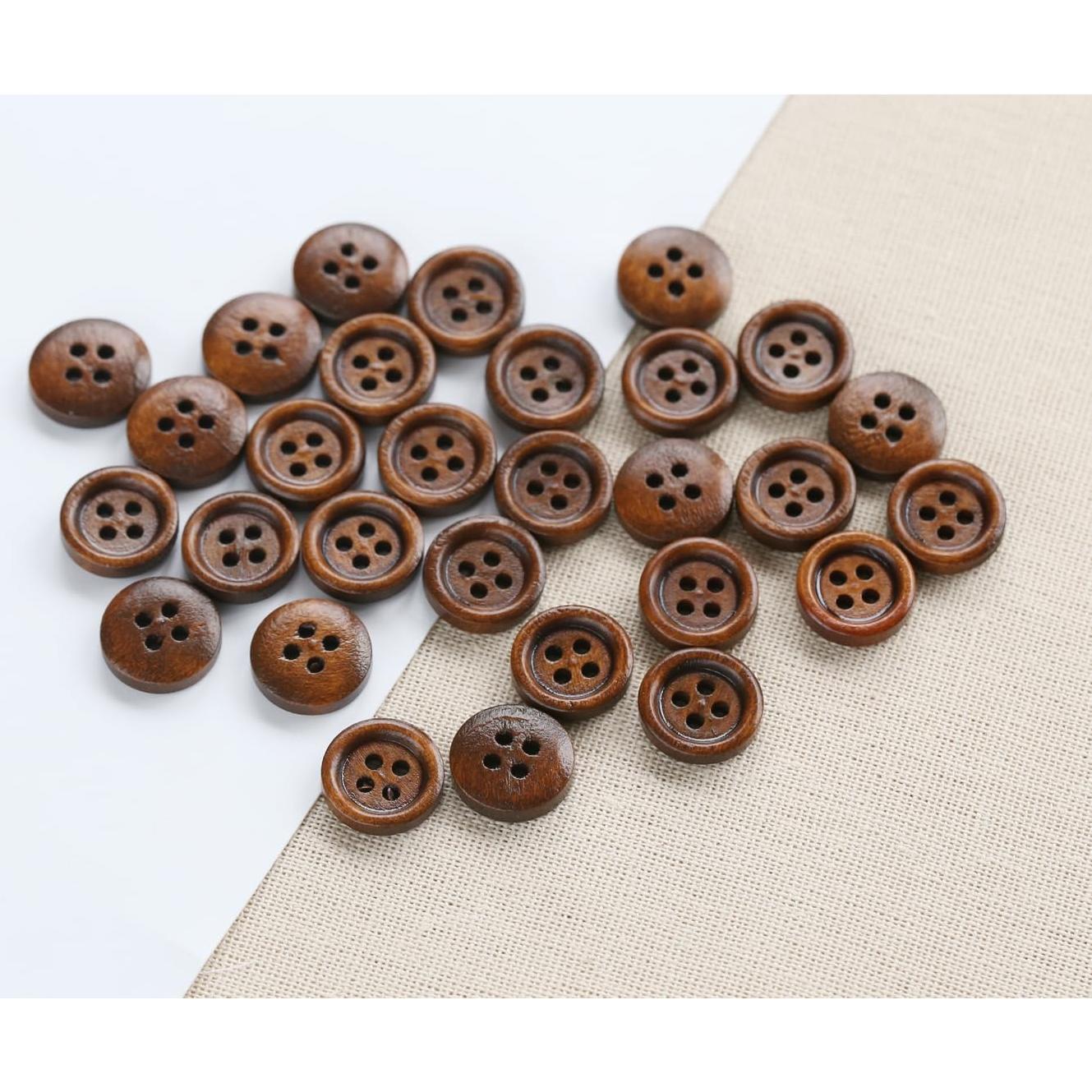 200 Botones de Madera Marrón 12.5mm GANSSIA para Manualidades