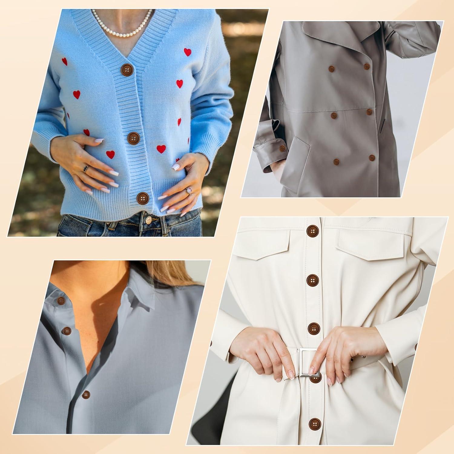 100 Botones de Madera Marrón 12.7mm y 25.4mm 4 Agujeros