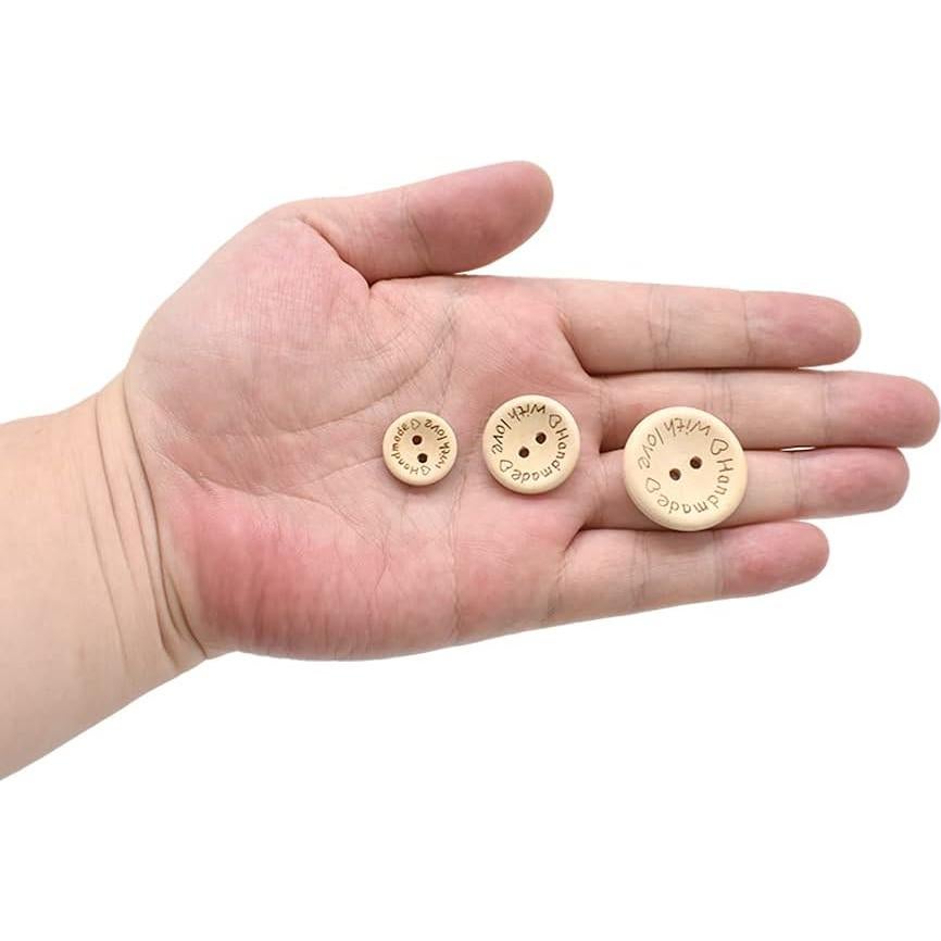 150 Piezas Botones de Madera Natural HDST-HOME 15mm 20mm 25mm