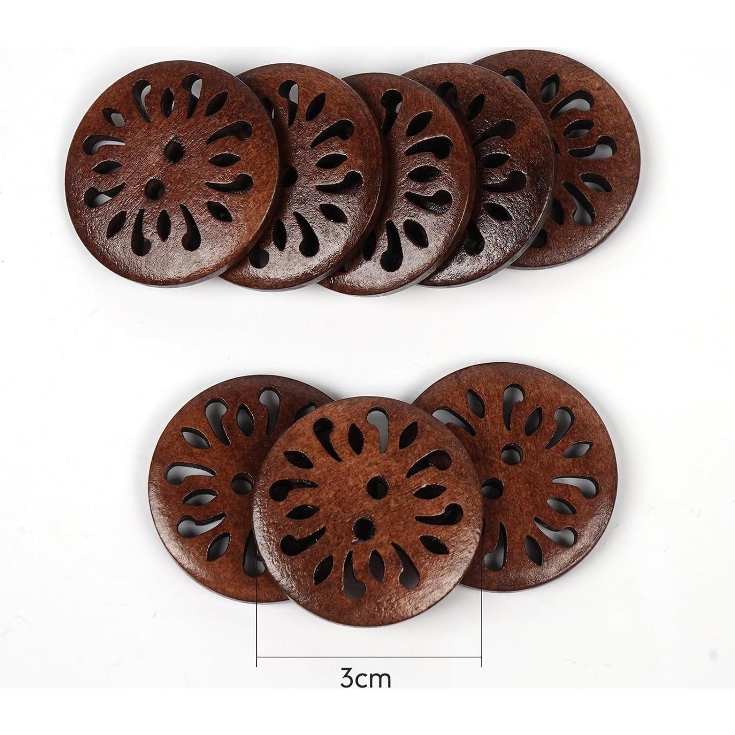 Botones de Madera con Flor Chenkou Craft 30mm 50 Piezas