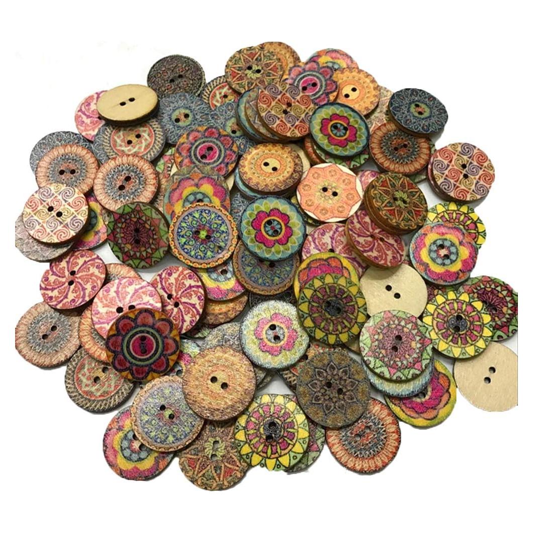 200 Botones de Madera Vintage Haawooky 20mm Multicolor