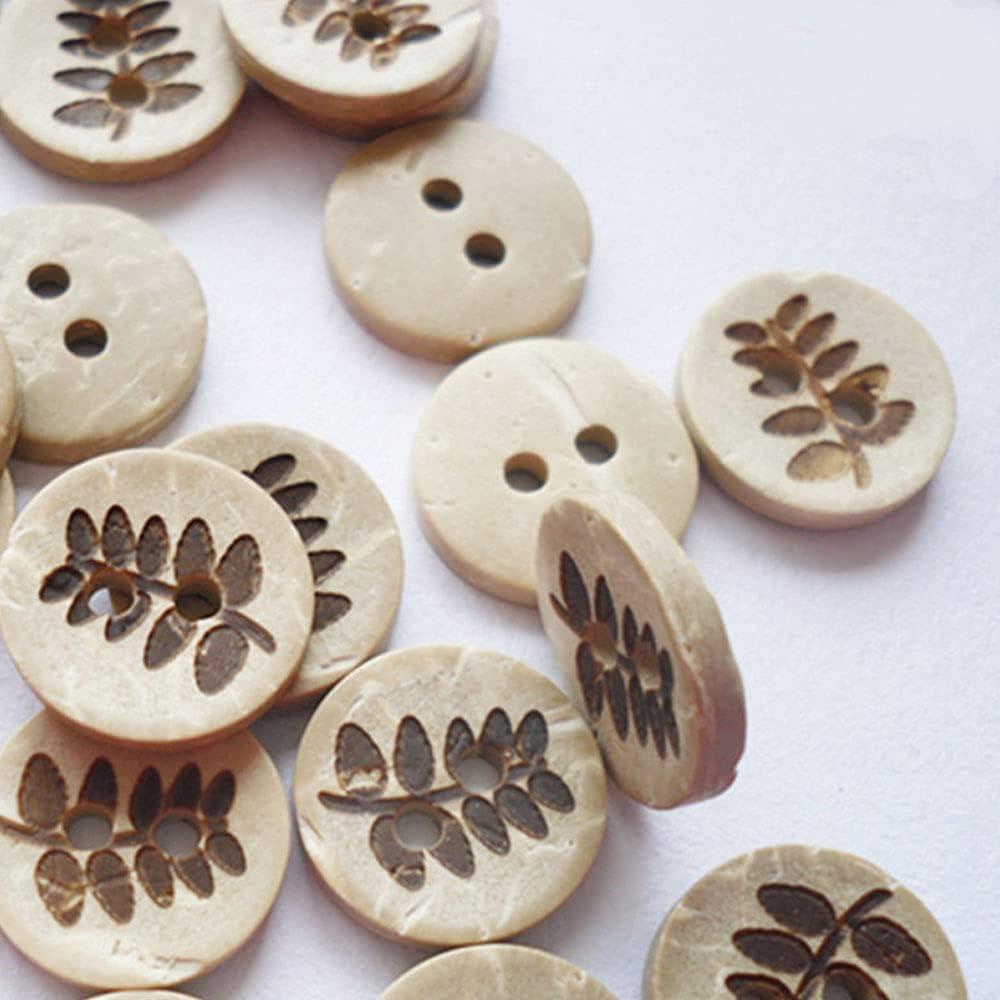 50 Botones de Madera Decorativos Vingol 12.5mm 2 Agujeros