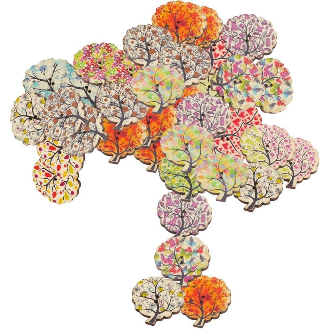 Botones de Madera Natural AKOAK 50 Pcs Corazón 25mm DIY