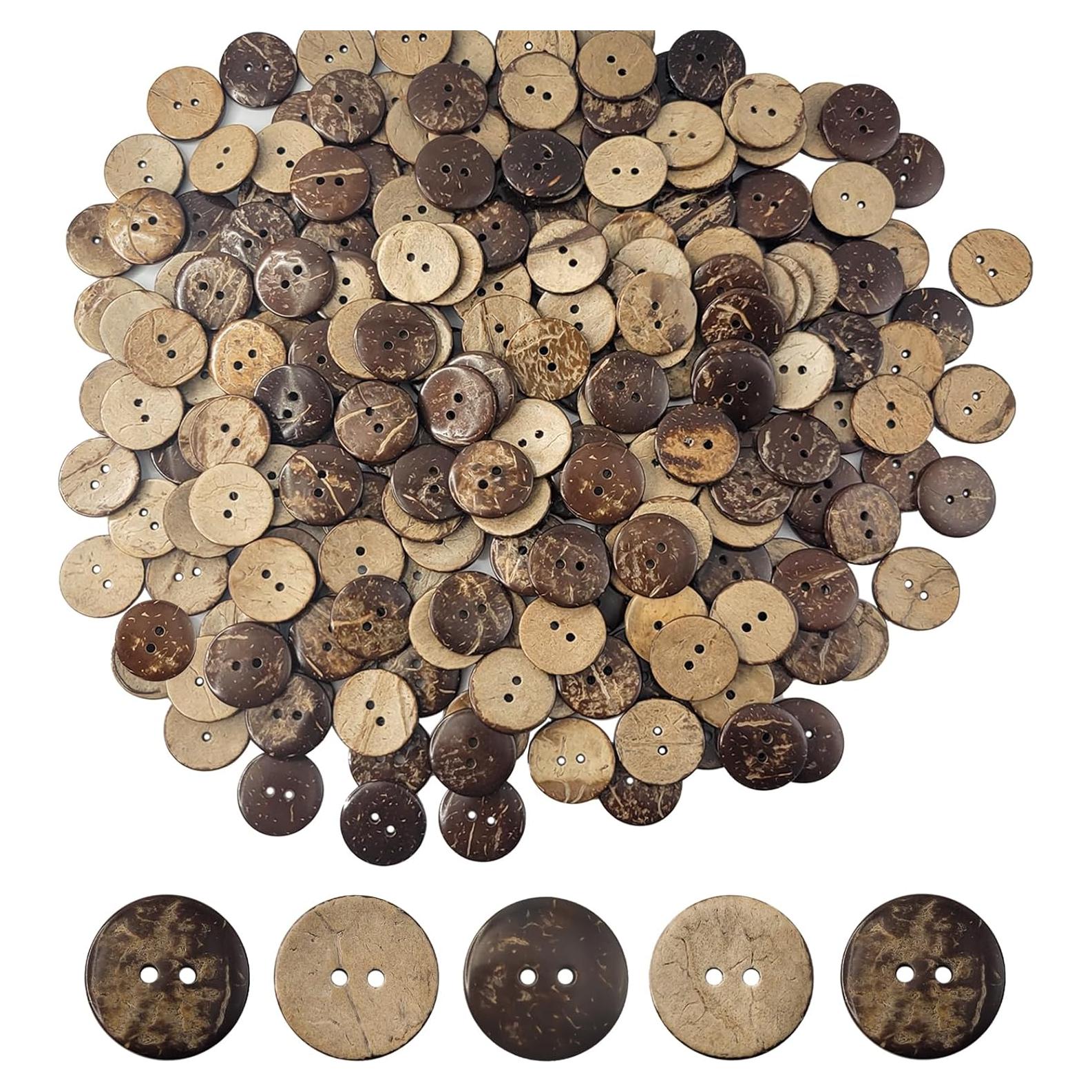 230 Botones de Madera de Coco Natural 12.5mm 2 Agujeros