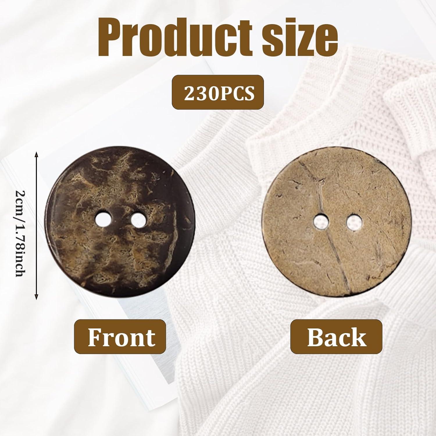 230 Botones de Madera de Coco Natural 12.5mm 2 Agujeros