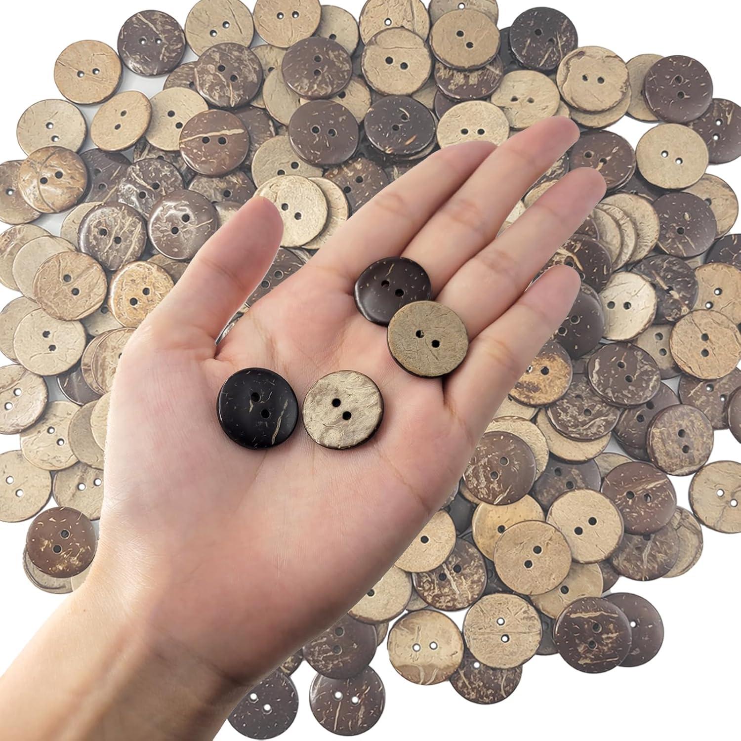 230 Botones de Madera de Coco Natural 12.5mm 2 Agujeros