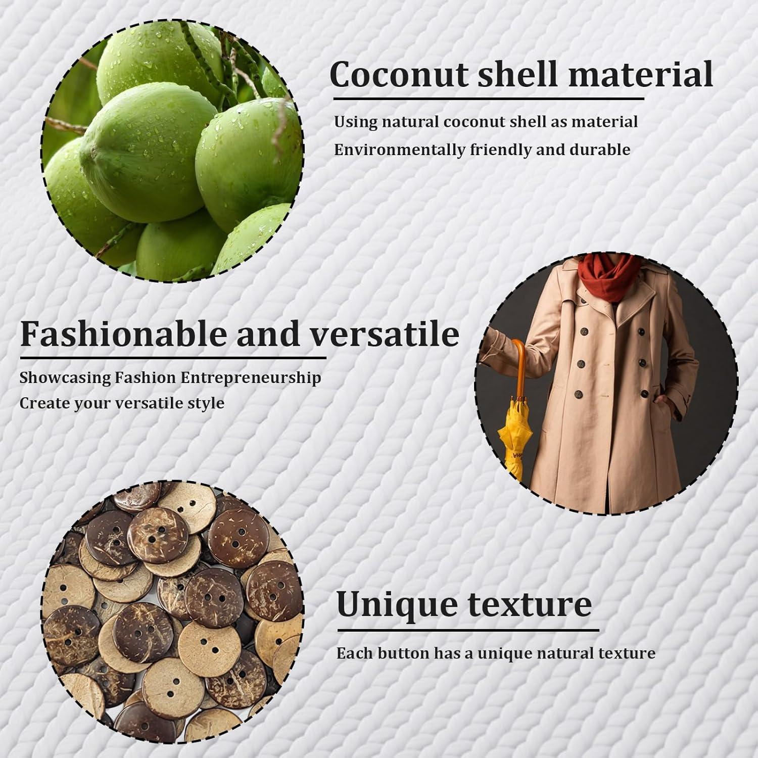 230 Botones de Madera de Coco Natural 12.5mm 2 Agujeros