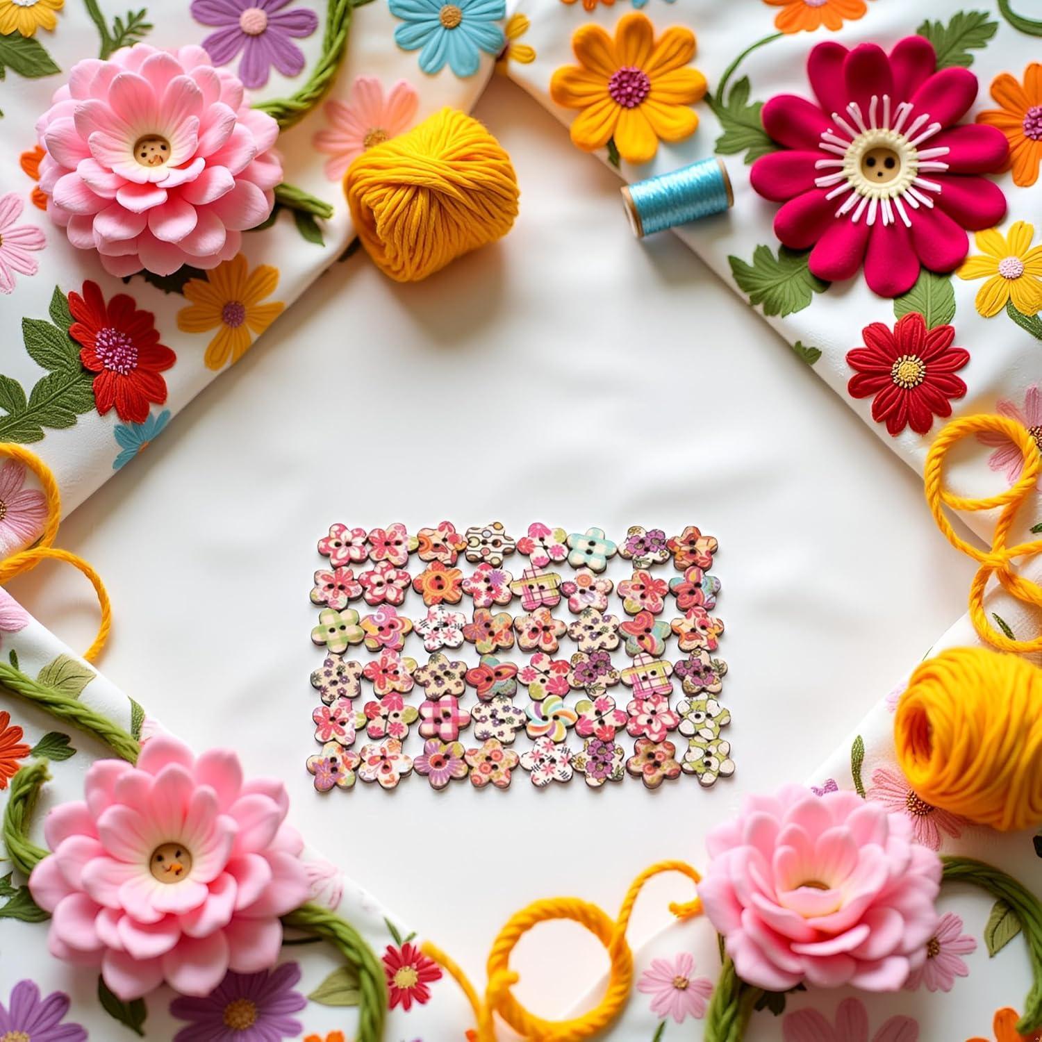 50 Botones de Madera Multicolor Tustao para Manualidades