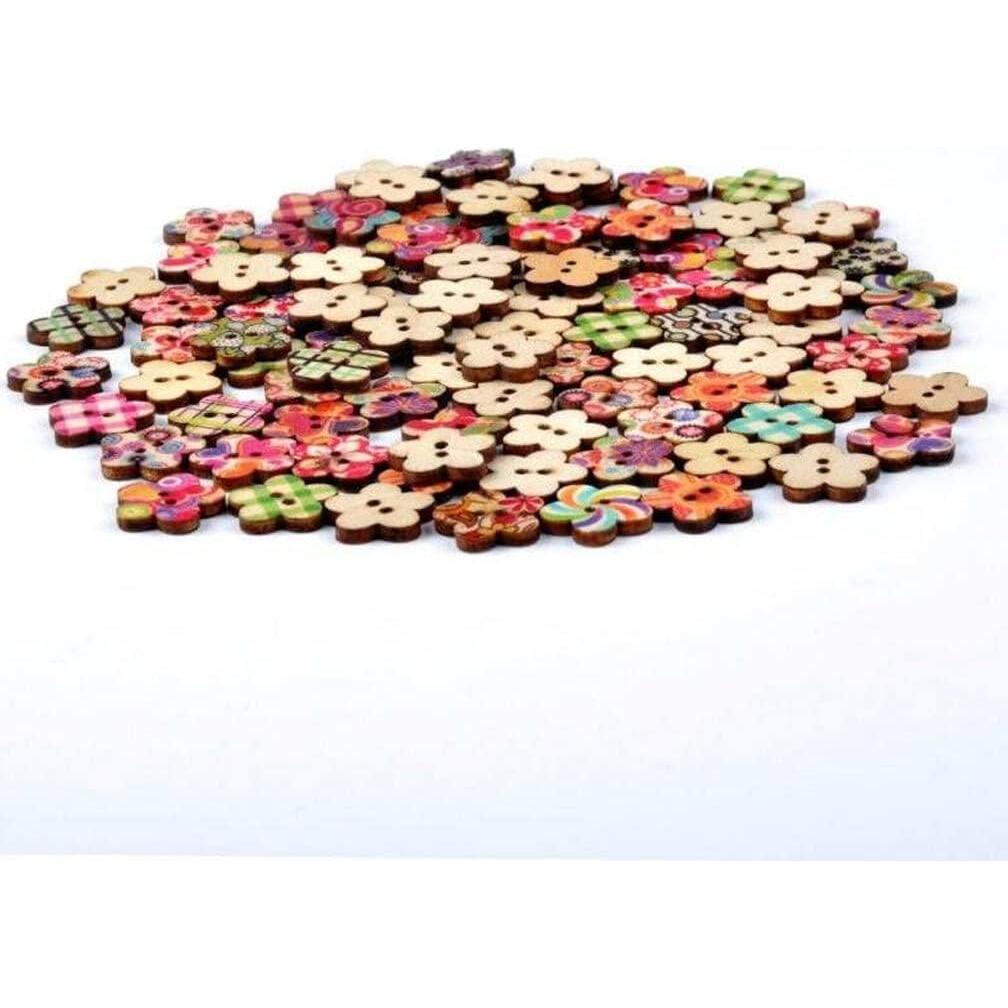 50 Botones de Madera Multicolor Tustao para Manualidades