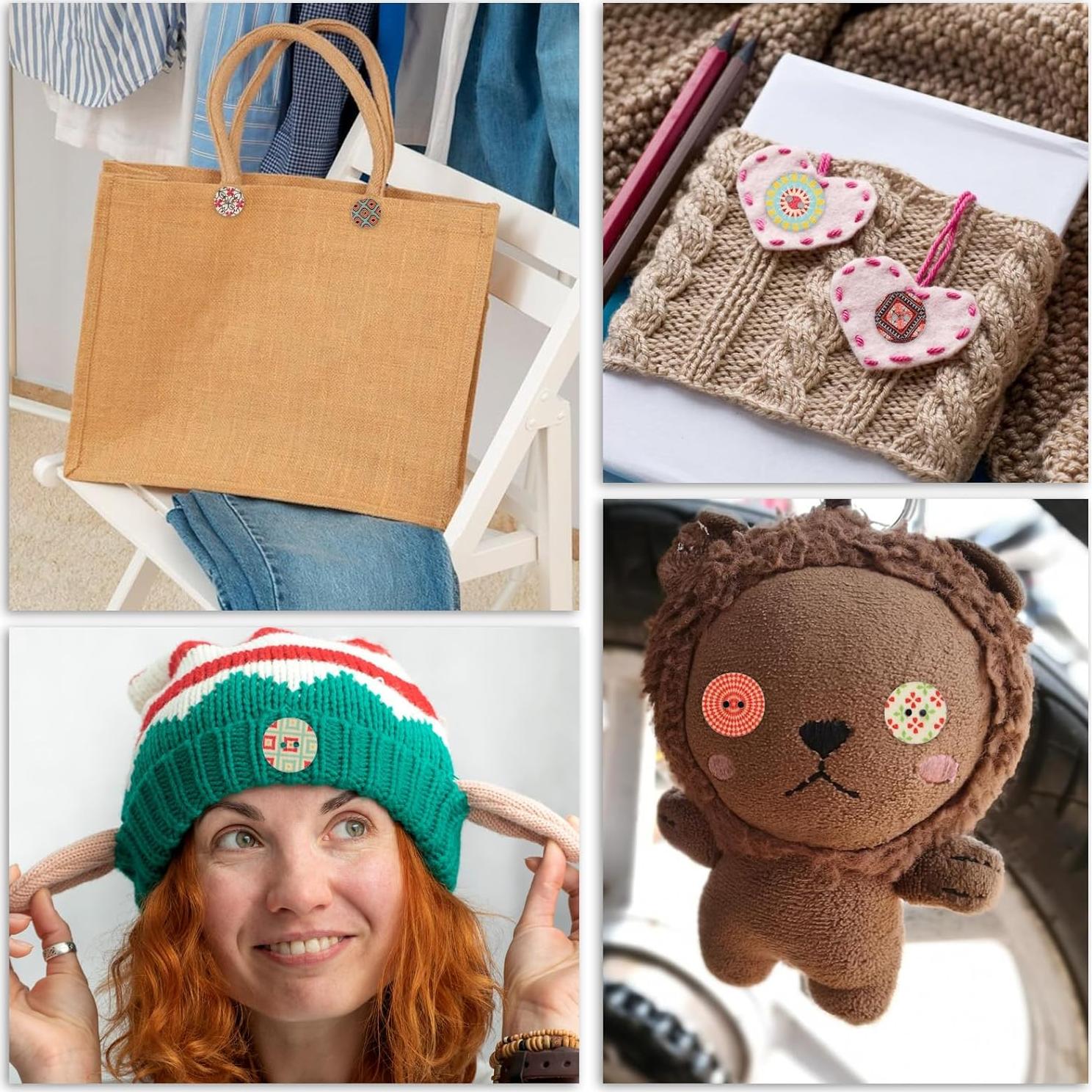 Botones de Madera Vintage Cobee 1.5cm 100 Pcs Multicolor