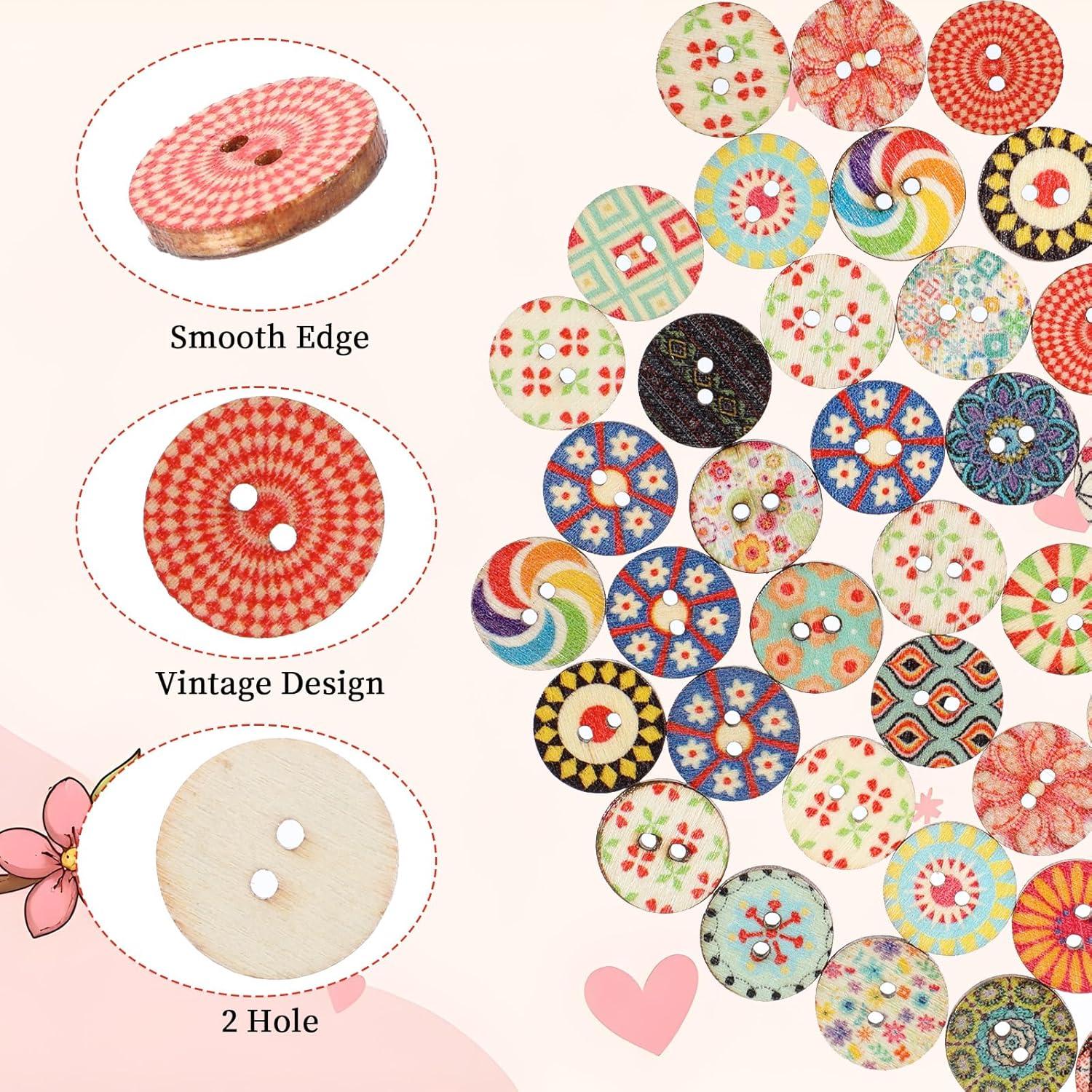 Botones de Madera Vintage Cobee 1.5cm 100 Pcs Multicolor