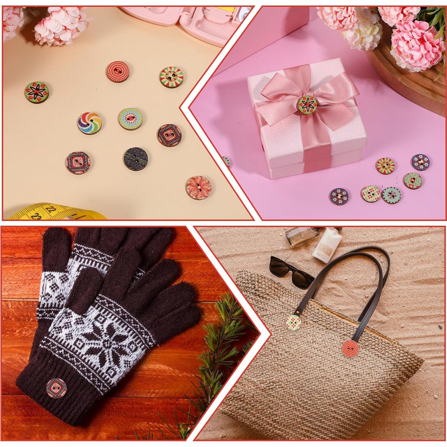 Botones de Madera Vintage Cobee 1.5cm 100 Pcs Multicolor