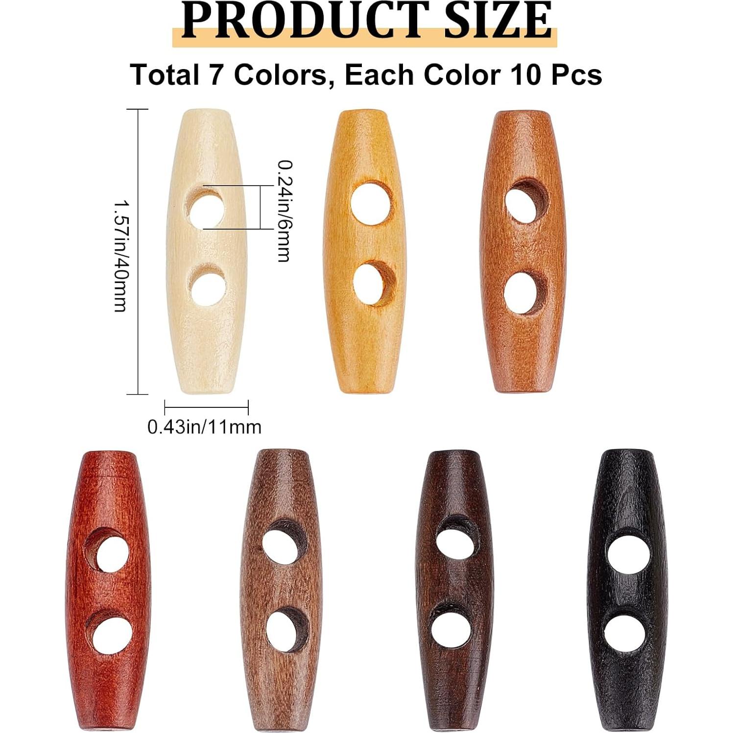 70 Botones de Madera Ovalados GORGECRAFT 40x12mm 2 Agujeros