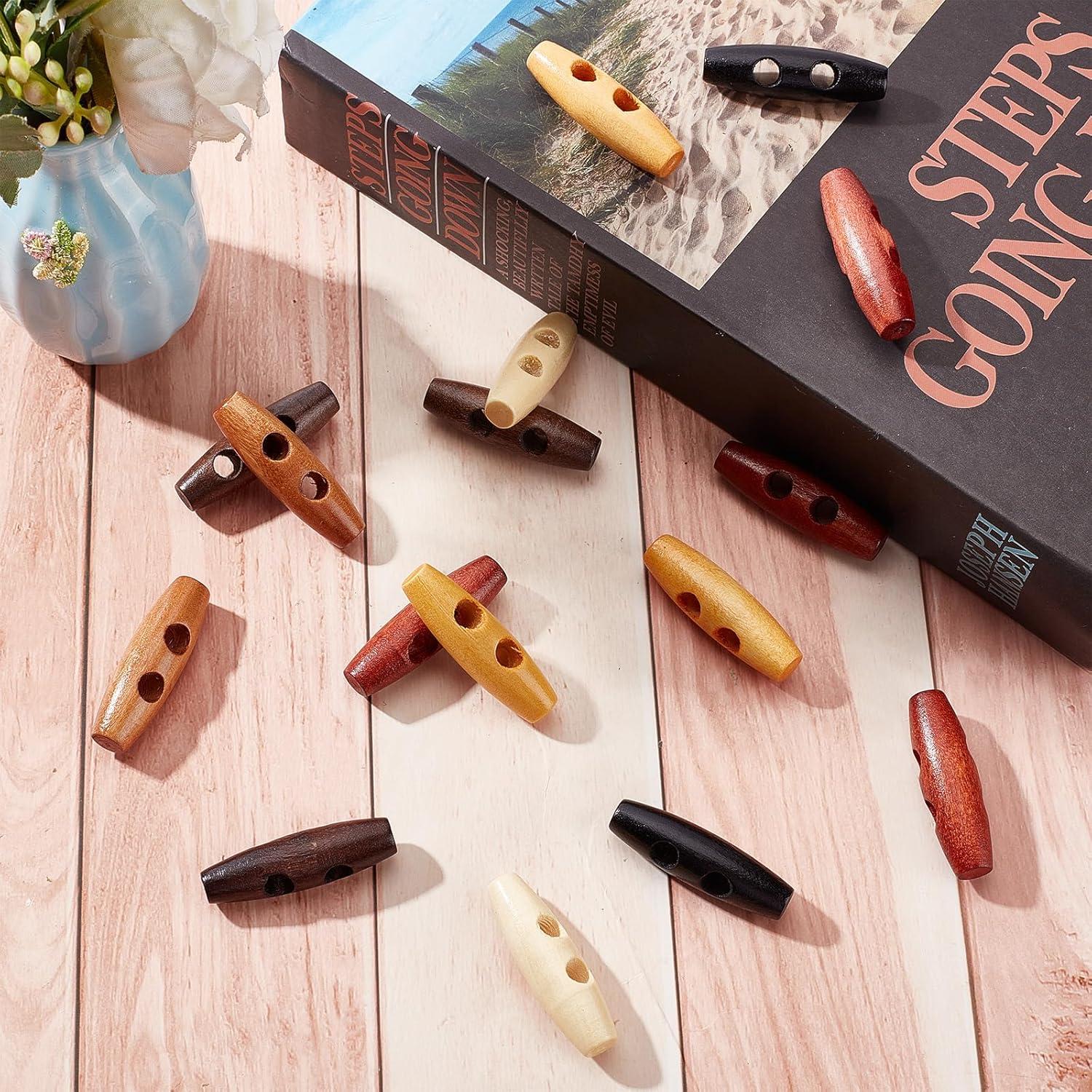 70 Botones de Madera Ovalados GORGECRAFT 40x12mm 2 Agujeros