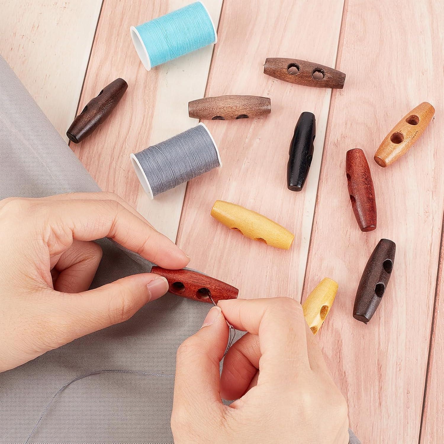 70 Botones de Madera Ovalados GORGECRAFT 40x12mm 2 Agujeros