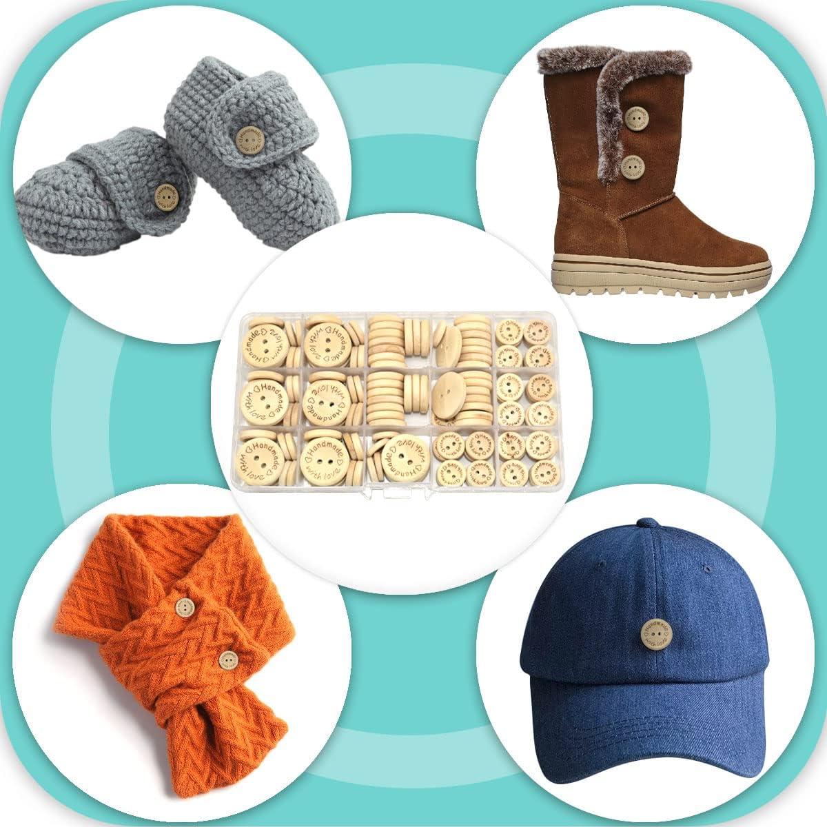 150 Botones de Madera Renashed 15mm 20mm 25mm para DIY