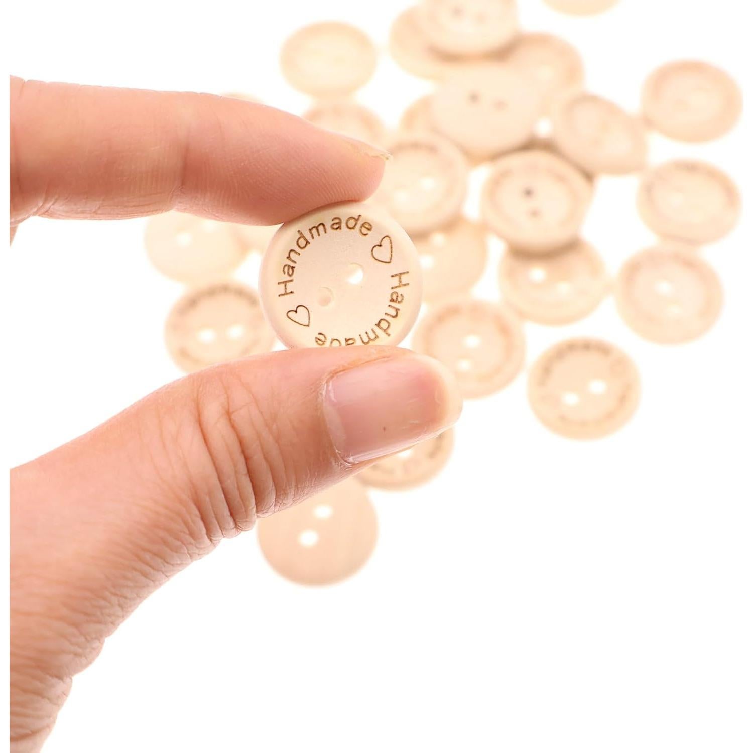 120 Botones de Madera Hechos a Mano YIGUANXIN 20mm Redondos