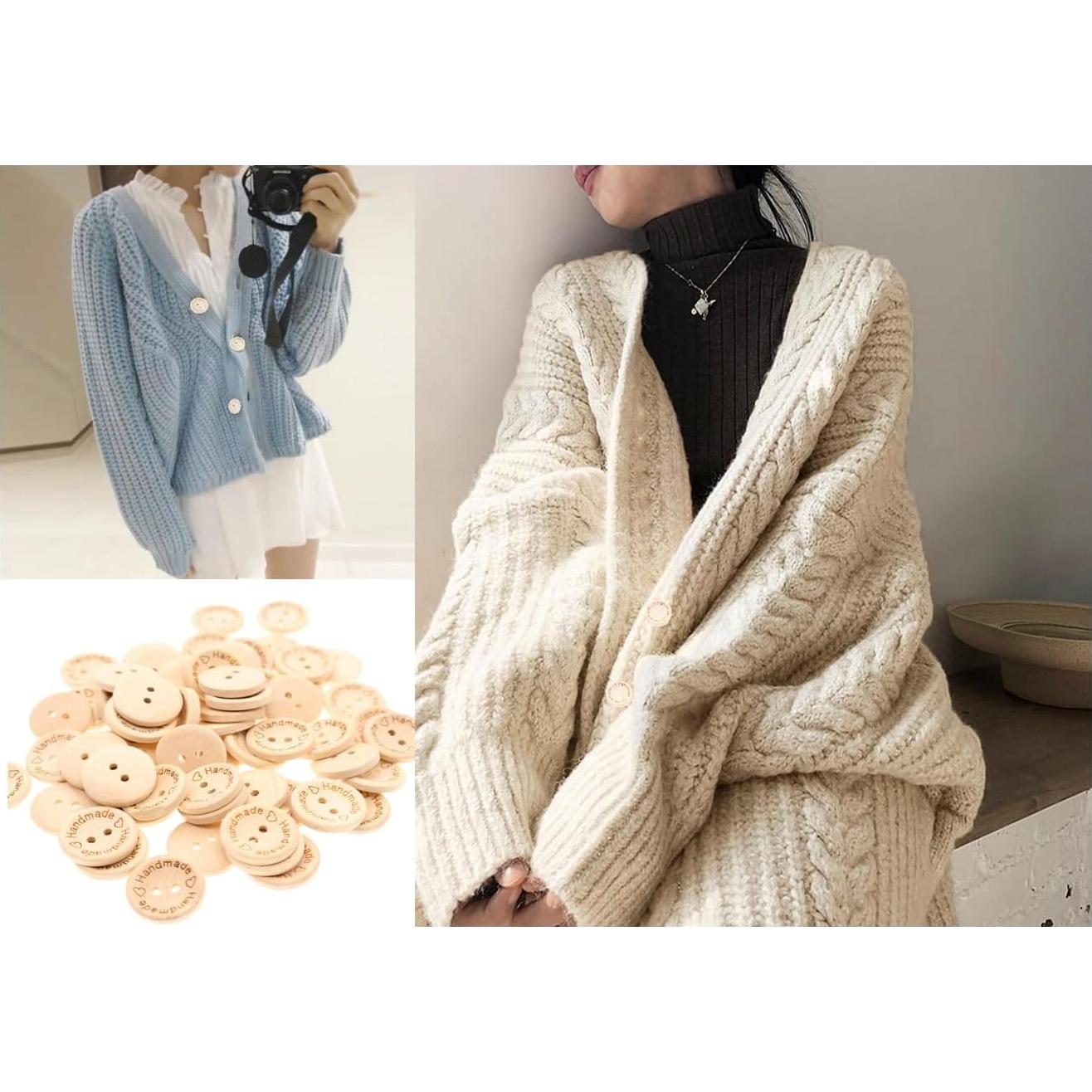 120 Botones de Madera Hechos a Mano YIGUANXIN 20mm Redondos