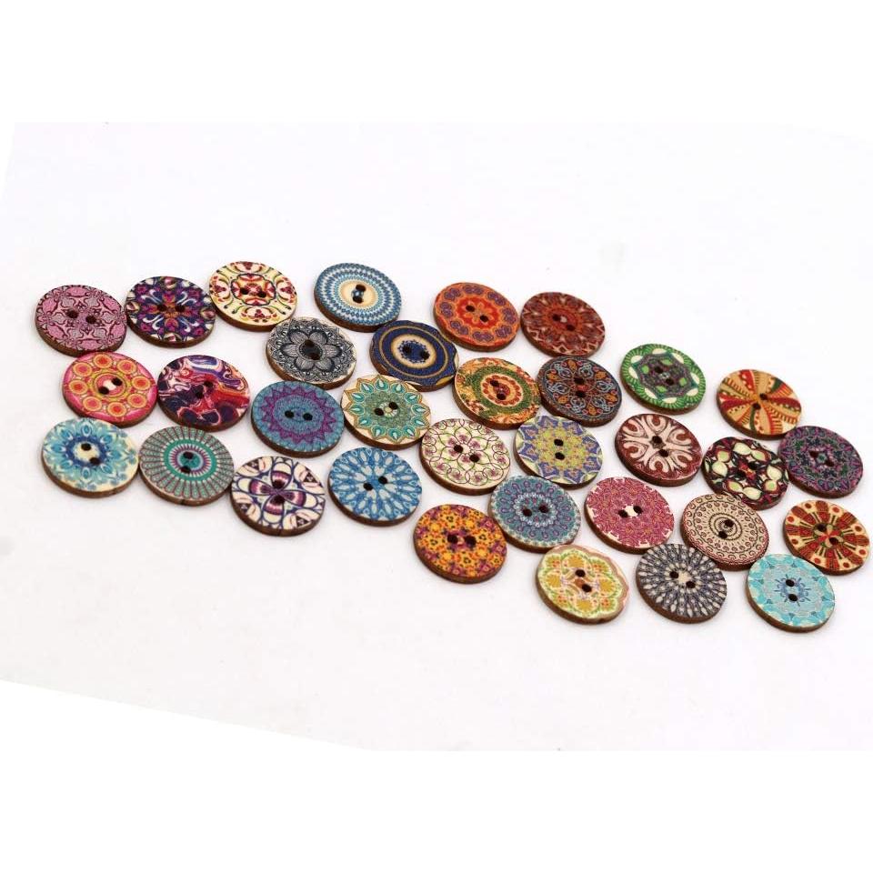 100 Botones de Madera Pintados 20mm para Manualidades y Costura